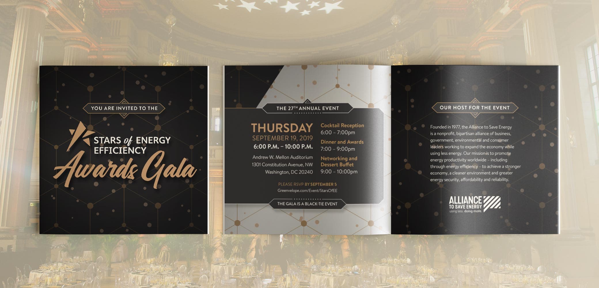 Alliance to Save Energy's Stars of Energy Efficiency Gala Invite design by Red Chalk Studios