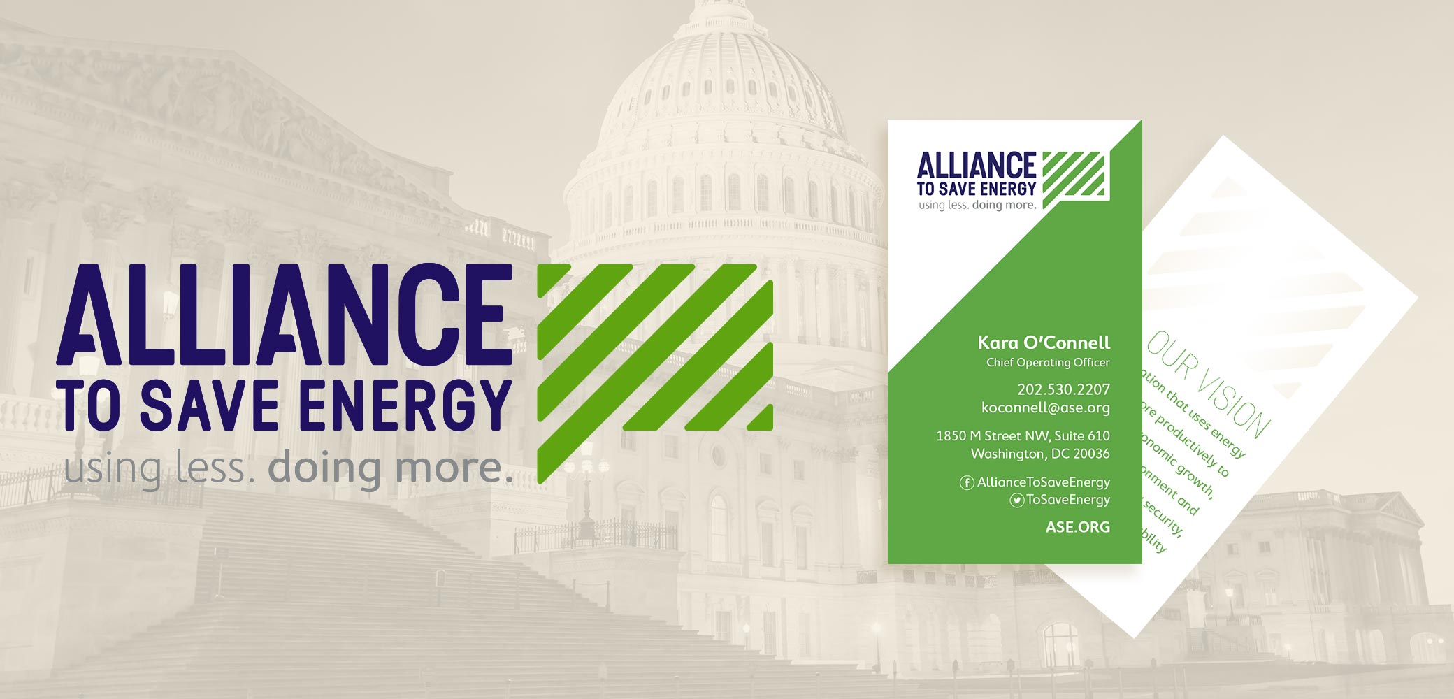 Alliance to Save Energy's logo + business card design by Red Chalk Studios