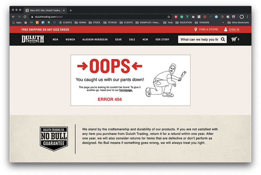 Duluth Trading 404 Example