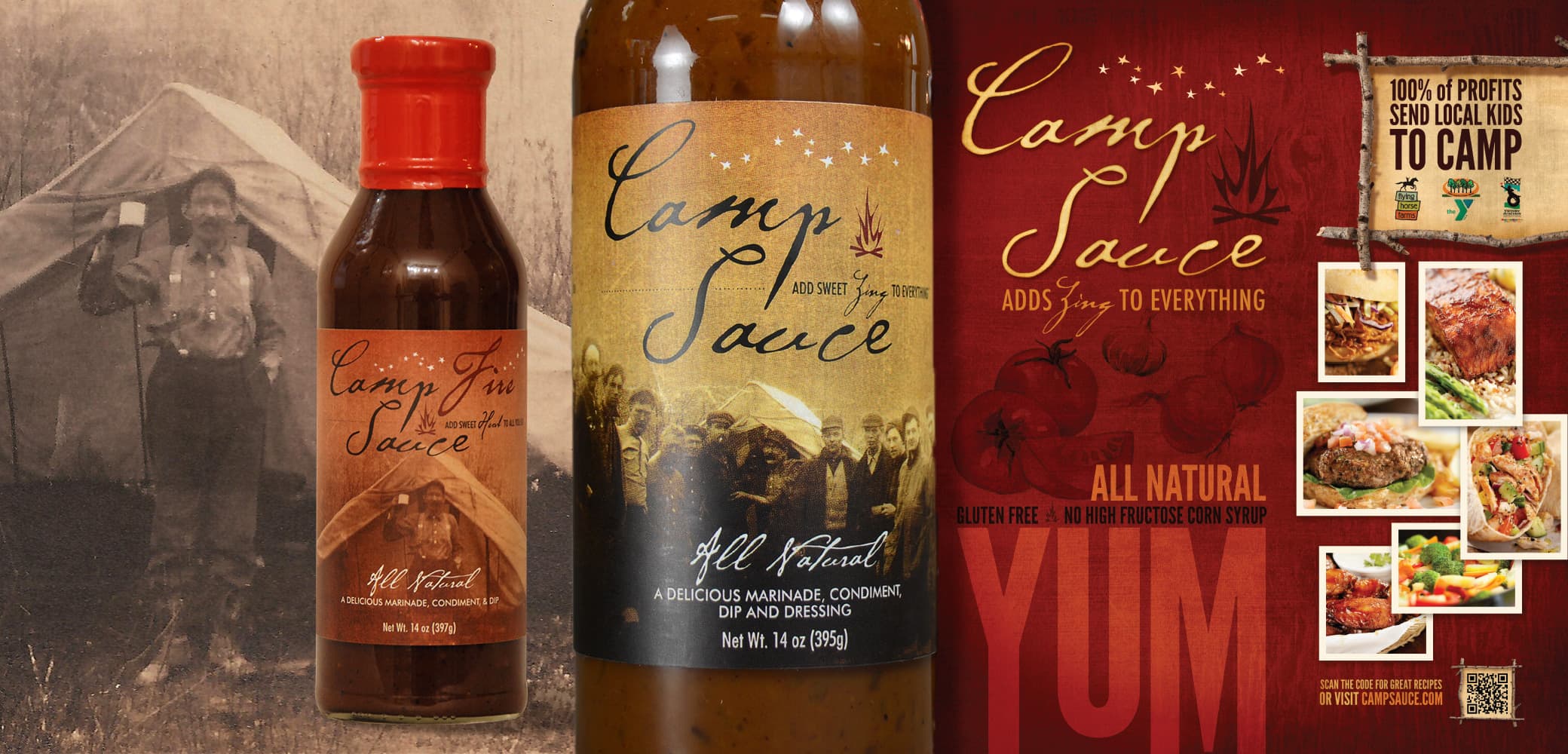 Camp Sauce label design by Red Chalk Studios