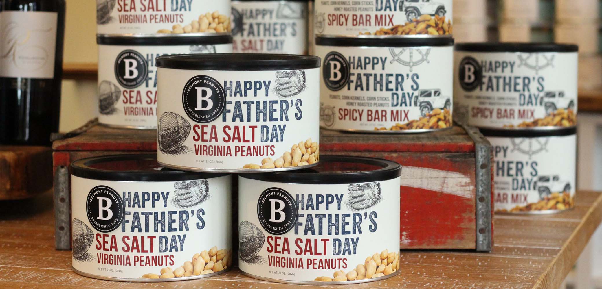Belmont Peanuts Father's Day label design by Red Chalk Studios