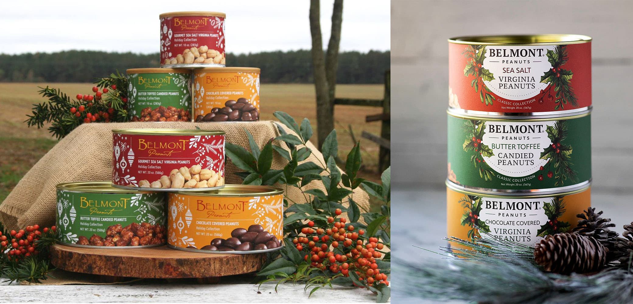 Belmont Peanuts holiday label design by Red Chalk Studios