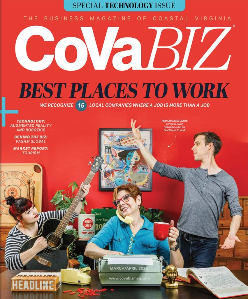 CovaBIZ 2022 Best Place to Work in Hampton Roads Award to Red Chalk Studios