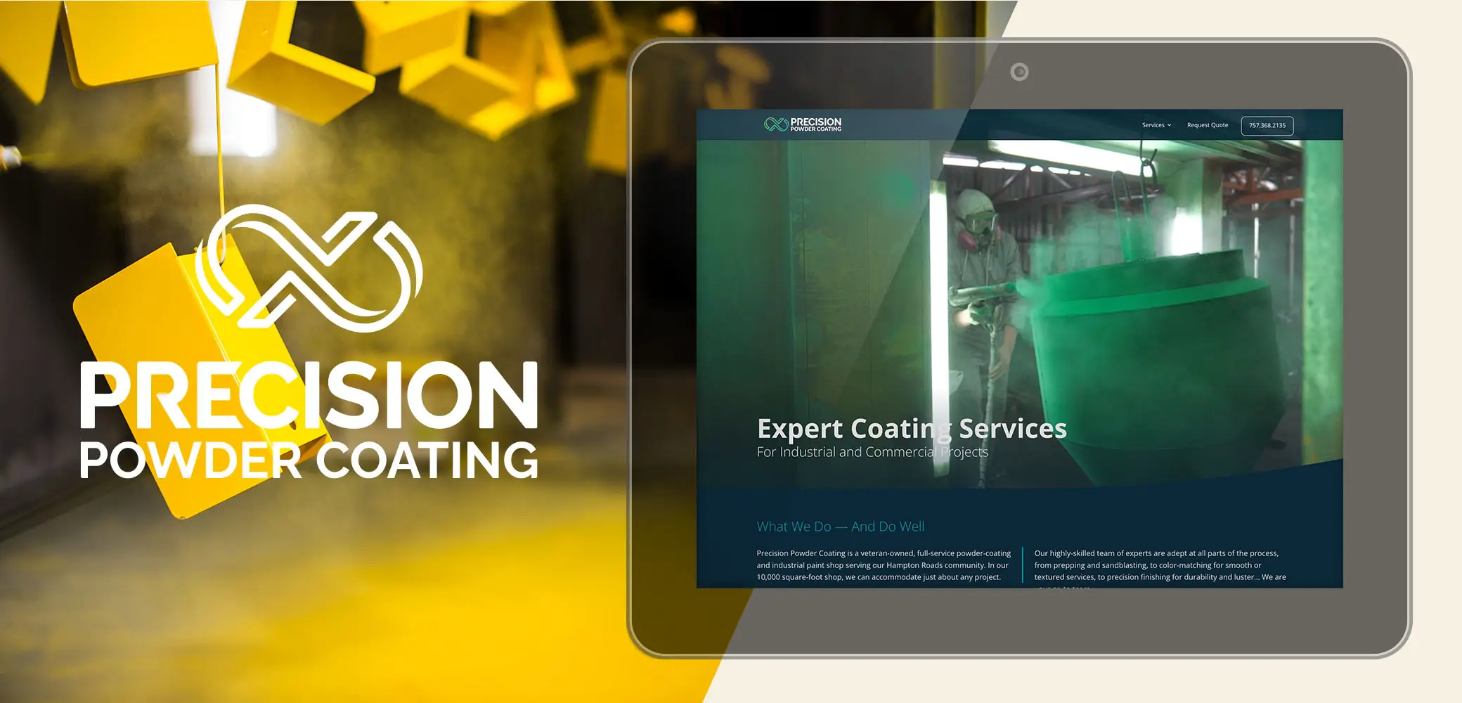 Precision Powder Coating website design and development by Red Chalk Studios, a full-service creative and marketing agency based in Virginia.