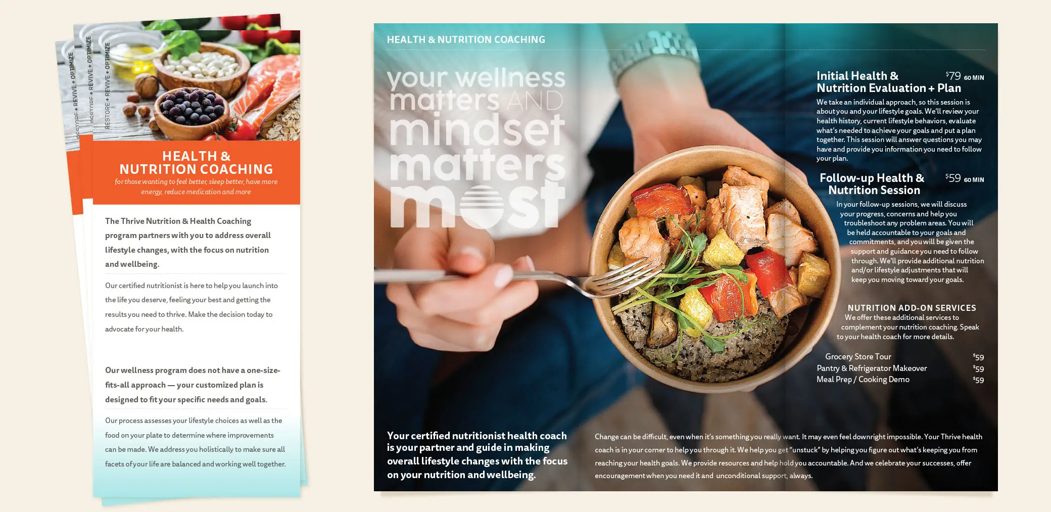Thrive Proactive Health's marketing collateral development by Red Chalk Studios